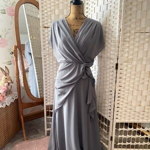 Elegant Dove Gray Wrap-Front Dress